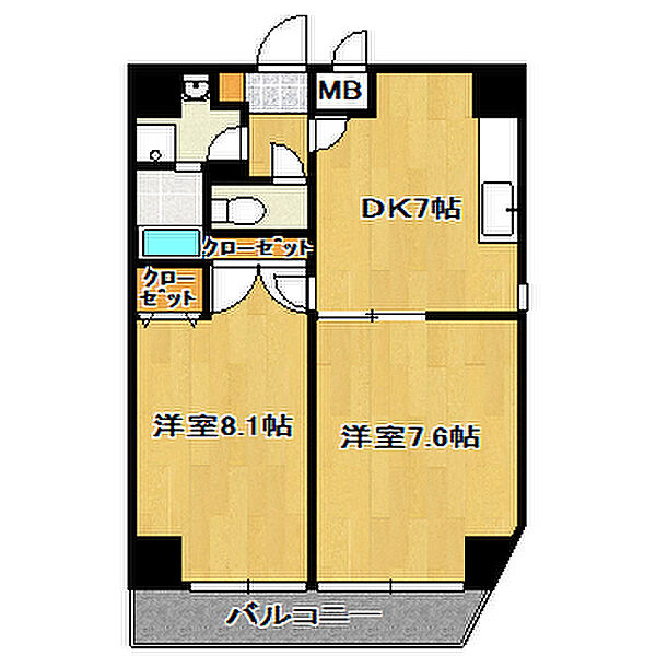 ルエリア船橋 ｜千葉県船橋市本町5丁目(賃貸マンション2DK・7階・48.17㎡)の写真 その2