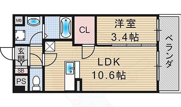 福岡県福岡市東区筥松新町(賃貸マンション1LDK・2階・36.45㎡)の写真 その2