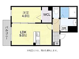 LIBTH高宮東2 4階1LDKの間取り