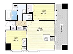アントゥール薬院 2LDKの間取図画像
