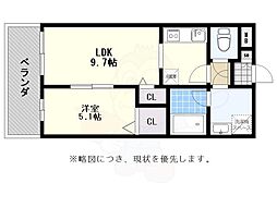 アジリア大濠ウェスト 1LDKの間取図画像