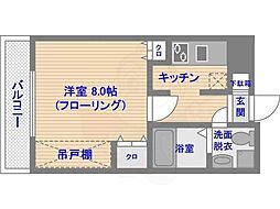 エステート・モア天神アトリエ 1Kの間取図画像
