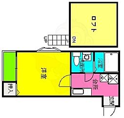 アイゼン竹下2 1Kの間取図画像