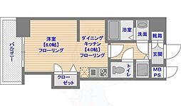 アクアシティ日赤通2 ワンルームの間取図画像