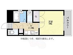 リベルタス大名 1Kの間取図画像