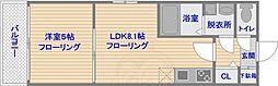 プレジール南山荘 1LDKの間取図画像