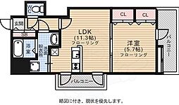 グルービー渡辺通 1LDKの間取図画像