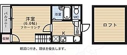 エスポワール竹下 1Kの間取図画像