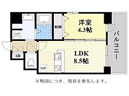 フロッソダリア博多駅前 1LDKの間取図画像