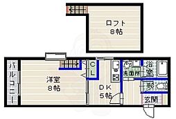 AIOガーデン宮前 1DKの間取図画像