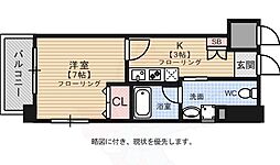 レジデンシャルヒルズ博多東 1Kの間取図画像