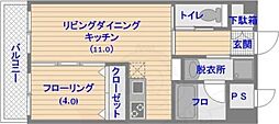 レジデンス住吉 1LDKの間取図画像