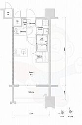 エンクレスト博多EXCEED ワンルームの間取図画像