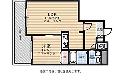 KDXレジデンス大濠ハーバービュータワー 1LDKの間取図画像