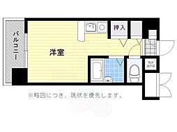 モントーレ天神 ワンルームの間取図画像