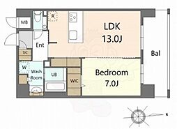 S-RESIDENCE大手門awesome 1LDKの間取図画像