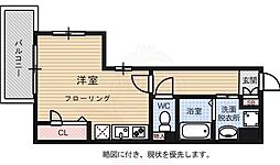 レジデンシャルヒルズ博多東 ワンルームの間取図画像