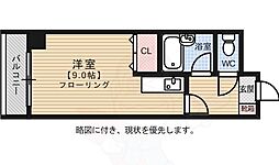 筥松パークマンション 1Kの間取図画像