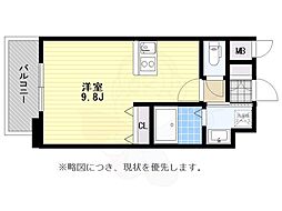 エンクレストベイ天神EAST ワンルームの間取図画像