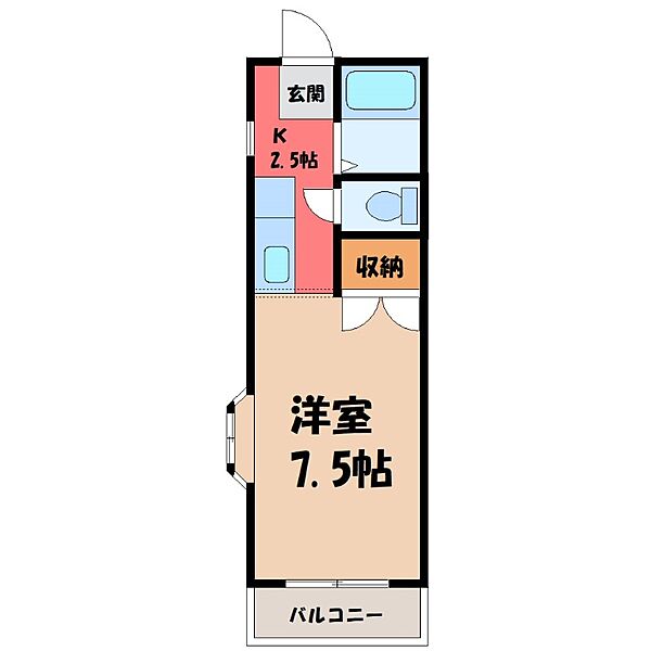 ハウスTT ｜栃木県宇都宮市平松本町(賃貸アパート1K・2階・19.87㎡)の写真 その2