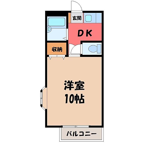 トミーハイツアルカディア ｜栃木県宇都宮市下河原1丁目(賃貸アパート1DK・2階・27.08㎡)の写真 その2