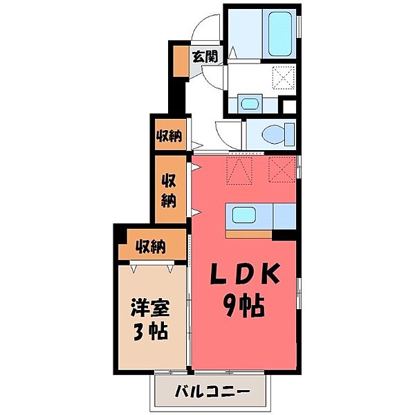 エーデルハイム ｜栃木県宇都宮市西川田町(賃貸アパート1LDK・1階・34.48㎡)の写真 その2