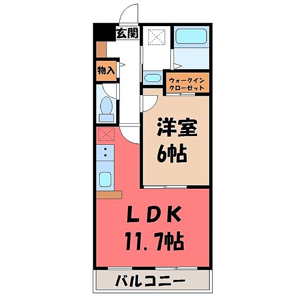 プリマヴェーラ ｜栃木県宇都宮市鶴田町(賃貸マンション1LDK・1階・44.10㎡)の写真 その2