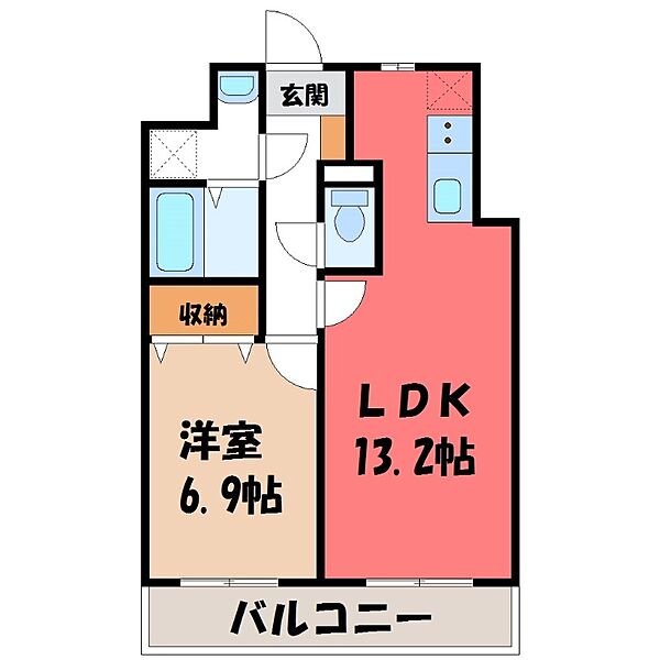 リバーサイド天神 ｜栃木県宇都宮市天神1丁目(賃貸マンション1LDK・11階・47.40㎡)の写真 その2