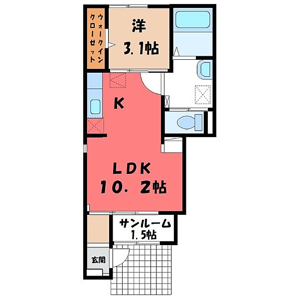 ジョイ ハウス ｜栃木県下都賀郡壬生町幸町1丁目(賃貸アパート1LDK・1階・36.25㎡)の写真 その2