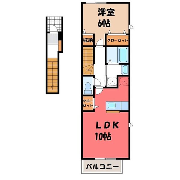 サニーハウス・ヤマキ ｜栃木県宇都宮市簗瀬町(賃貸アパート1LDK・2階・42.80㎡)の写真 その2