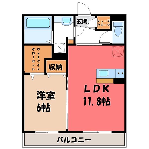 アンジュール B ｜栃木県下都賀郡壬生町至宝2丁目(賃貸アパート1LDK・2階・46.75㎡)の写真 その2