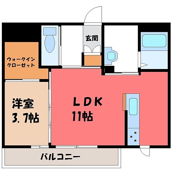 felvere.u ｜栃木県宇都宮市伝馬町(賃貸マンション1LDK・2階・37.00㎡)の写真 その2