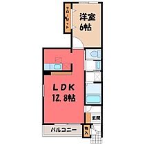 栃木県真岡市熊倉1丁目（賃貸アパート1LDK・1階・46.03㎡） その2