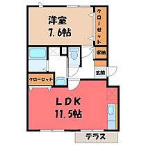 栃木県真岡市熊倉1丁目（賃貸マンション1LDK・1階・50.89㎡） その2