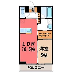 JR東北本線 小金井駅 徒歩9分の賃貸アパート 2階1LDKの間取り