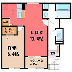 エントピアA 1LDKの間取図画像