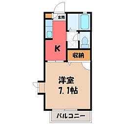 ディアスやまもと 1Kの間取図画像