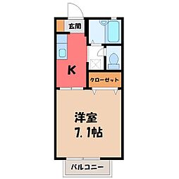 ビュウティナンバー1C 1Kの間取図画像