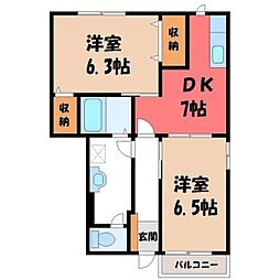 サンヒルズA 2DKの間取図画像