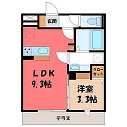 ラ・サンテB 1LDKの間取図画像