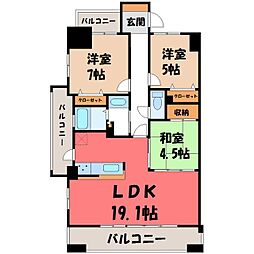 サーパス戸祭一丁目 3LDKの間取図画像