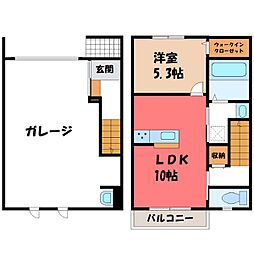 アウトリメッサB 1LDKの間取図画像
