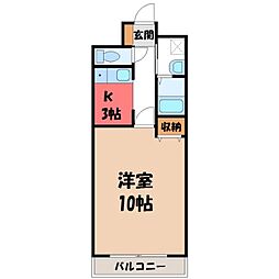 MRR宇都宮 1Kの間取図画像