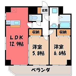 クラティオ 2LDKの間取図画像