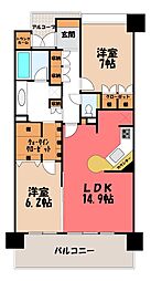 サーパス中河原 2LDKの間取図画像