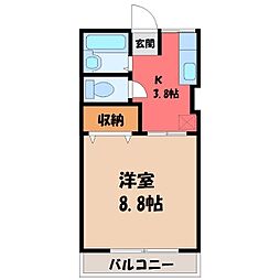 テクノポリス宝木 1Kの間取図画像