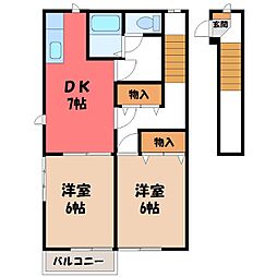 サンシティB 2DKの間取図画像