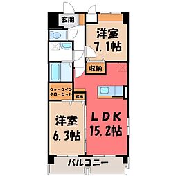 イーストアヴェニュー 2LDKの間取図画像