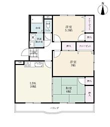リバーサイド下田B 3LDKの間取図画像