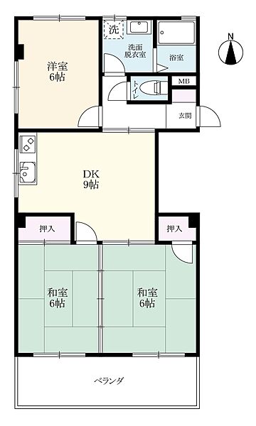 シャンテビル 201｜佐賀県佐賀市西与賀町大字厘外(賃貸マンション3DK・2階・69.89㎡)の写真 その2